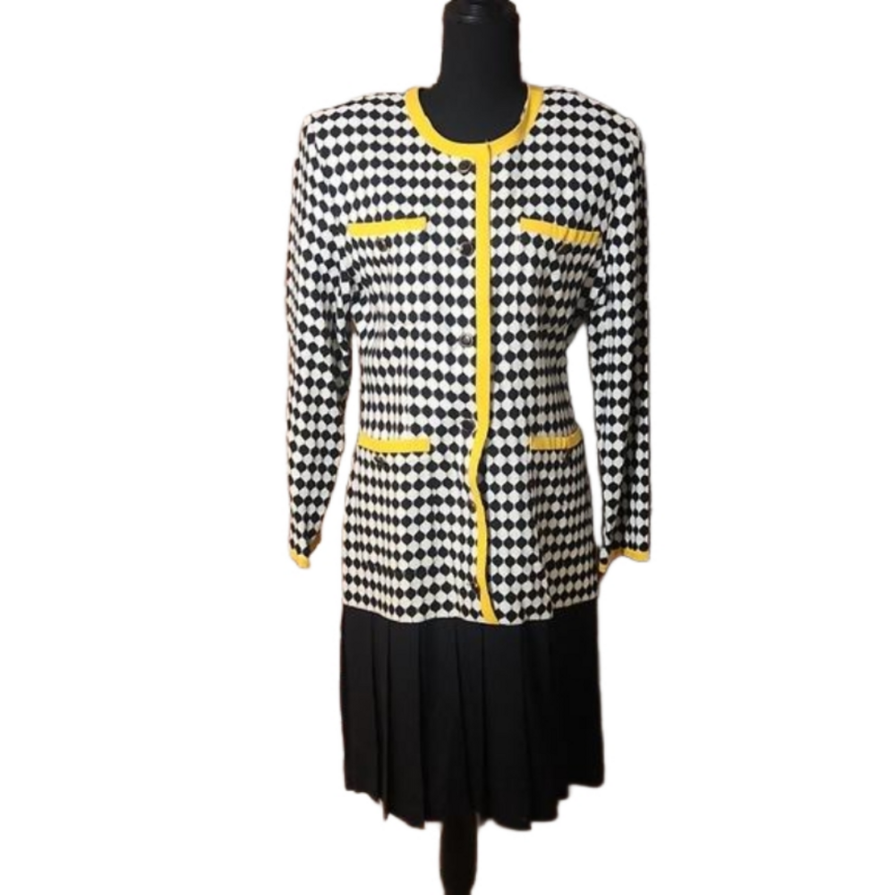 Vintage checkered powersuit dress, size 8